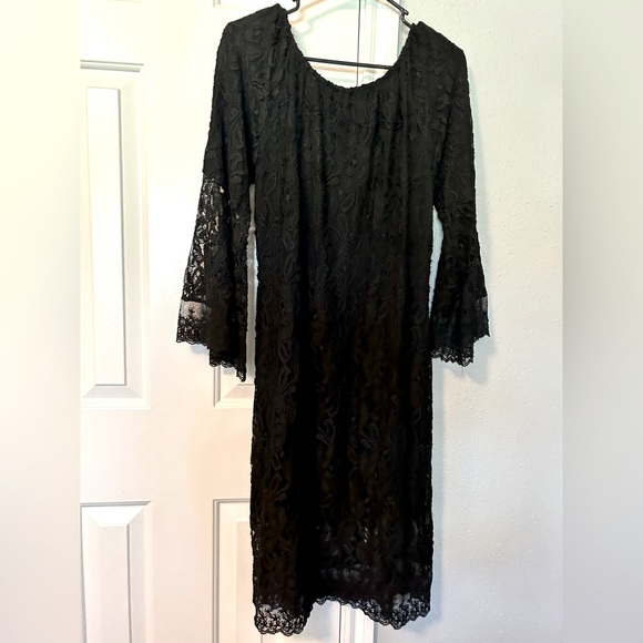 L&B Black Lace Western Style Dress Size S/M - Picture 10 of 16
